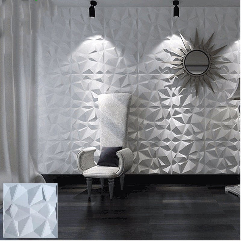 3D Geometric Wall Panel – Matte WhiteA12pc, 50X50