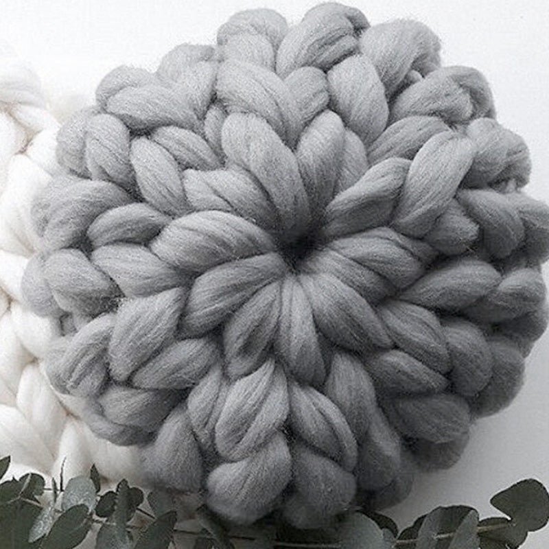 Handwoven Nordic Throw Pillow – Light Grey, 30x30cm