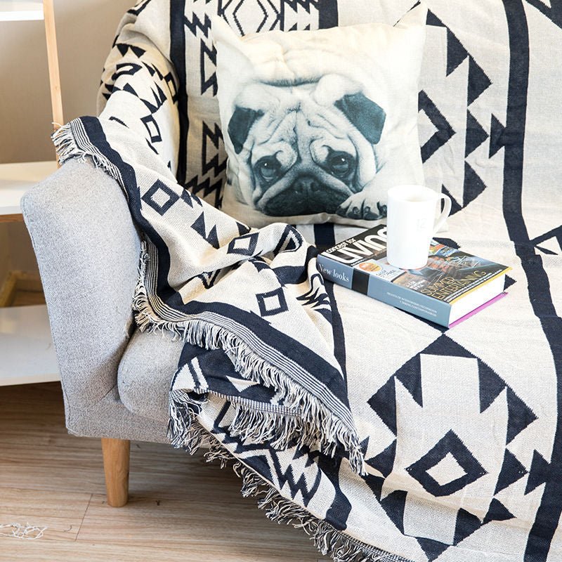 Geometric Cotton Throw Blanket – 180x230cm